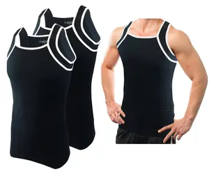 Square Cut Tank Top Men's 2 Pack | Muscle Rib Accent Trim | Solid Color | Sleeveless  | Summer Wear | Indoor & Outdoor Sports | Soft & Breathable | High-Quality Ribbed Cotton