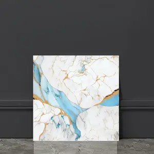 20pcs Marble Peel and Stick Backsplash Waterproof Washroom Wall Panels, Peel and Stick Tile, PVC Wall Panels for Kitchen,Bathroom,Living Room,Blue and Gold(Not Real Tile,11.8" x 11.8")