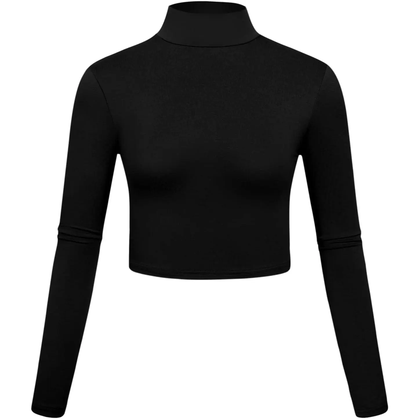 Women's Mock Turtleneck Crop Top, Long Sleeve Slim Fit Smooth Rayon, Stretchy Athletic Base Layer for Yoga & Casual Wear, Bra, Sweaters, Costume, Activewear, Sportswear, High Waist