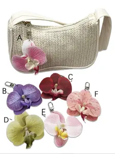 Handmade Realistic Butterfly Orchid Flowers DIY Fake Flower Hanging Ornament, Sweet Bag Charm for Photography Backdrop Decorations