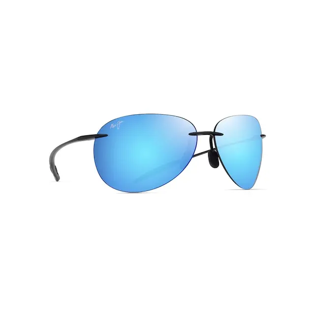 Maui Jim Sugar Beach Sunglasses B421-02 Shiny Black Frame Blue Hawaii Lenses