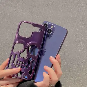 Electroplated Skull Phone Case Suitable For iPhone 11- iPhone 16 Pro Heat Dissipation Suitable For Halloween Apple Phone Covers Anti Drop,Heat,Scratch