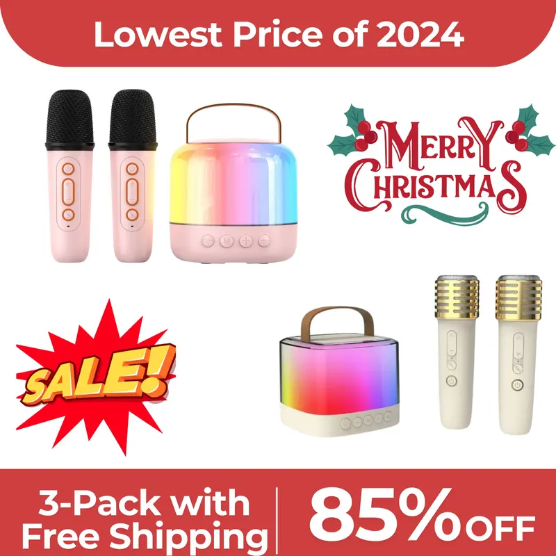 Y6 Q21 Karaoke Machine for Kids Adults, Portable Bluetooth Mini Karaoke Microphone Singing Speaker with 2 Wireless Mic and Light,Toys for All Smartphones,Birthday, Family, Home Party, Audio