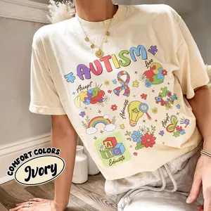 Autism Awareness Shirt Comfort Colors, Accept Adapt Advocate Love Educate TShirt, Teacher Special Education Shirt, Autism Month Apparel