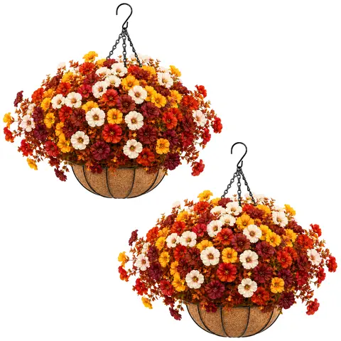 2pcs UV-Resistant Artificial Morning Glory Hanging Planters & Baskets - Full Cascading Blooms, Colorful Decorative Faux Flowers & Greenery, Natural-Look Garden Accessories for Balcony, Windows (Home & Garden Supplies, Flower Pots & Planters)