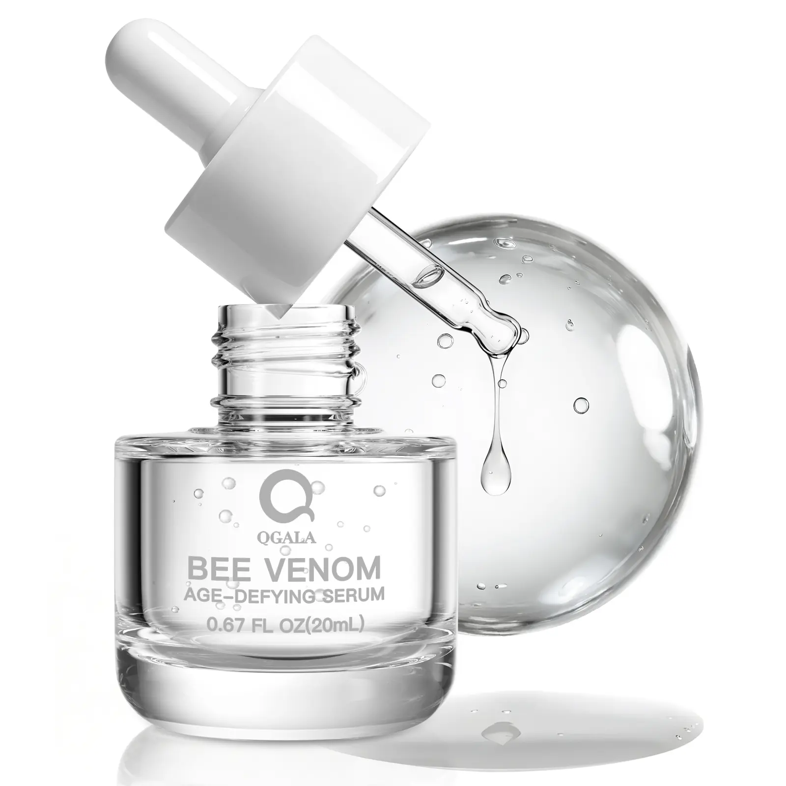QGALA Bee Venom Firming Serum with Honey & Sodium DNA, Smoothing Skin Repair for a Radiant Glow, Hydrating & Calming for Sensitive Skin, Unscented, 0.67 Fl.Oz