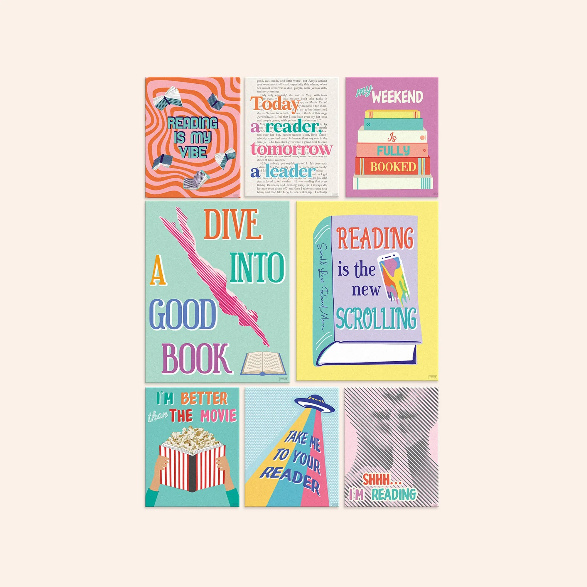 Reading Poster Set | Set of 8 Reading Poster Set | Set of 8