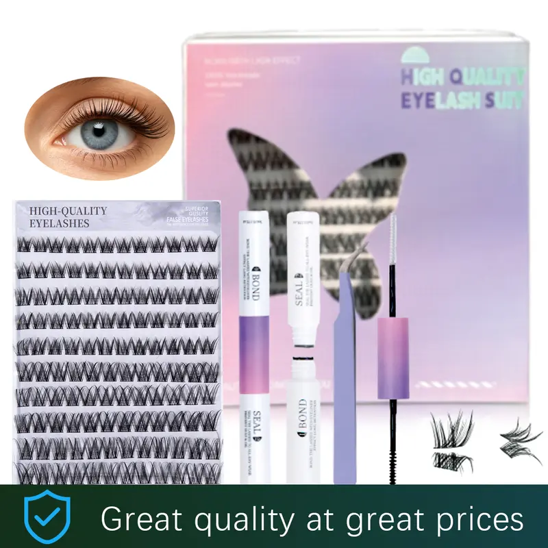 At-Home Lash Extension Kit Customizable Volume 8-16mm Long-Wear Waterproof Includes Lash Clusters Tweezers Glue Super Soft Reusable Easy Application Individual False Eyelash High Quality Eyelashes Flawless lash clusters lash clusters kit lash cluster