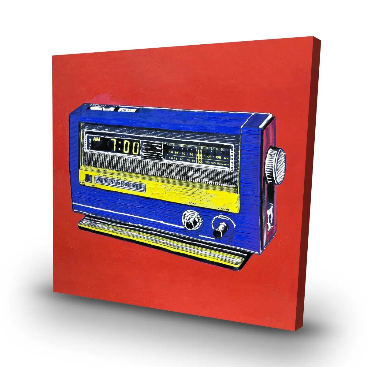212 MAIN Retro Vintage Radio Motif Wall Clock - 32x32 in. HD Print Blue Retro-Inspired Wall Clock, Artistic Bedroom Home Decor, Thoughtful Gift Item, Retro-Inspired Wall Clocks