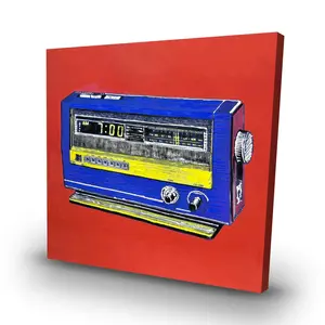 Begin Home Decor C1RC3232B5I1PR 32 x 32 in. Retro Radio Alarm - Bedroom Blue Canvas Home Decor