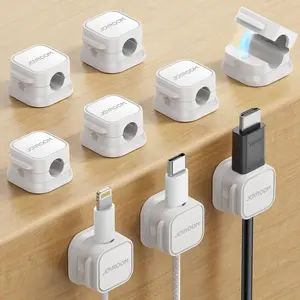 JOYROOM 6-Pack Magnetic Cable Clips - Smooth Adjustable Cord Holder, Adhesive Under Desk Cable Management Organizer for Home Office Desk & Car
