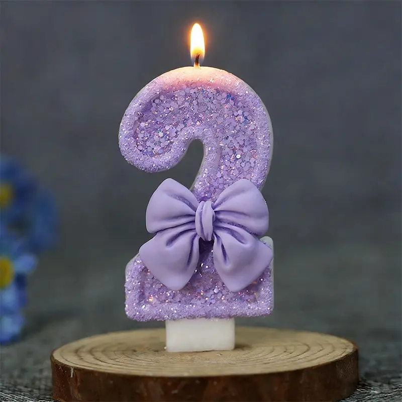 1pc purple bow Birthday Candles, Number Candles, Cupcake Decorations, Macaron Birthday Cake Decorations,princess birthday party setup, holiday crafts, anniversary gift