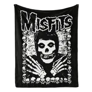 Misfits Skull Graphic Flannel Blanket  Soft Flannel Blanket, an ideal Gift for Children Suitable For Use on Sofas, Beds, or For Travel, Gentle on The Skin, an Excellent Gift Multi-Purpose Holiday Blanket