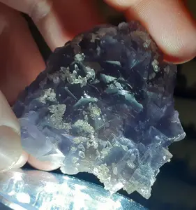 Pastel and Deep Purple Phantom Cubic Fluorite With Sugar Quartz Terminations! Kharan Mine, Baluchistan, Pakistan.