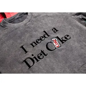 Embroidered I NEED A DIET COKE T-Shirt, Trendy Sweatshirt, Embroidery Shirt, Retro Embroidered Shirt