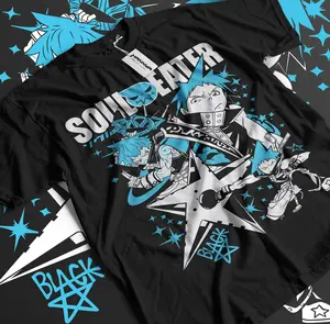 Soul Eater Unisex T-Shirt – Maka Albarn & Black Star Anime Tee Cotton Menswear