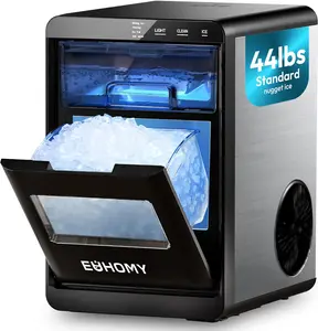 Euhomy 2025 Nugget Ice Maker Countertop, 44Lbs/24H Pebble Ice Maker Machine, Self-Cleaning Pellet Ice Machine with Ice Scoop&basket, Sonic Countertop Ice Machine for Home/Kitchen/Office(Black)