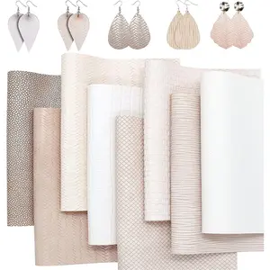 Bohemian Braided Faux Leather (PU) Sheets Set - 8-Piece Weave-Embossed Beige Mixed Striped Vinyl Fabric, A4 8x12 in, Easy Cutting DIY-Friendly for Earrings, DIY Crafts & Dressmaking Supplies