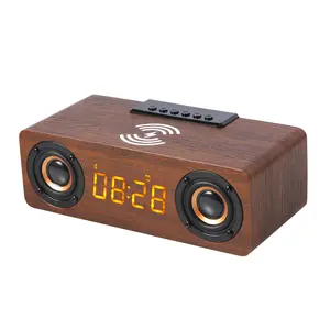 Wireless Charging Bluetooth Speaker, Mobile Phone Charger, Alarm Clock, Wooden Speaker, New Product