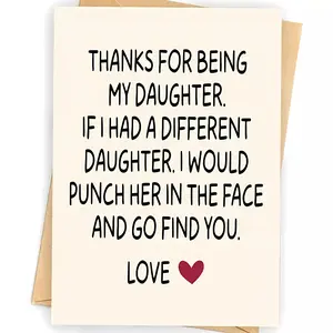 Humorous Birthday Card for Daughter - Funny Protective Message Greeting Card with Red Heart Symbol, Unique Daughter Birthday Gift from Mom or Dad, Heartfelt & Humor Birthday Wishes, Birthday Gifts for Girls, Red Heart Motif, Detailed Typography, Highquali