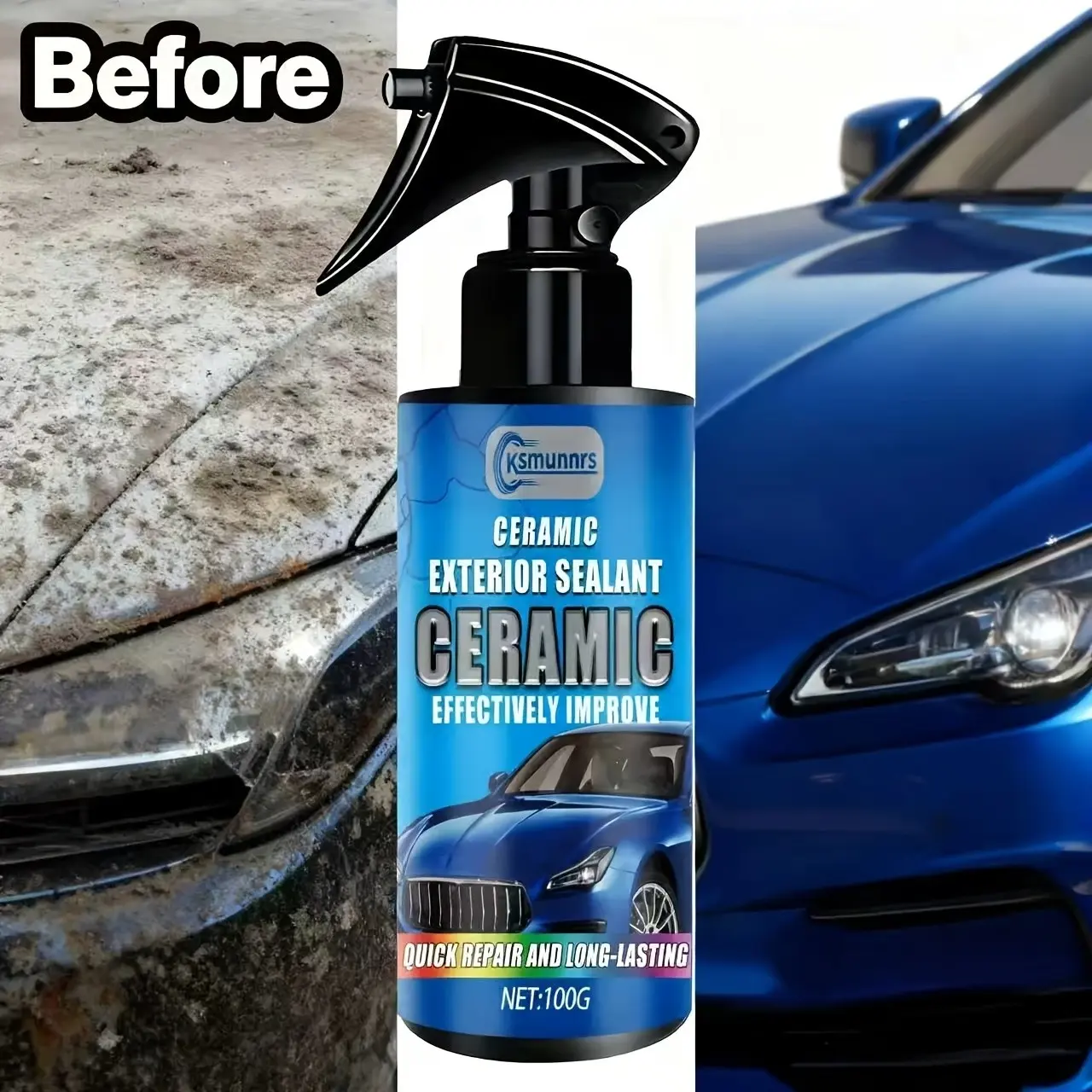 New Ceramic External Sealer, Quick Repair Long-Lasting Car Coating, Automotive Coating Agent, 3-In-1 Ceramic Nano Coating Liquid, Water Repellent Gloss Enhancer, Spray Detailer, Hydroslick Ceramic Coating
