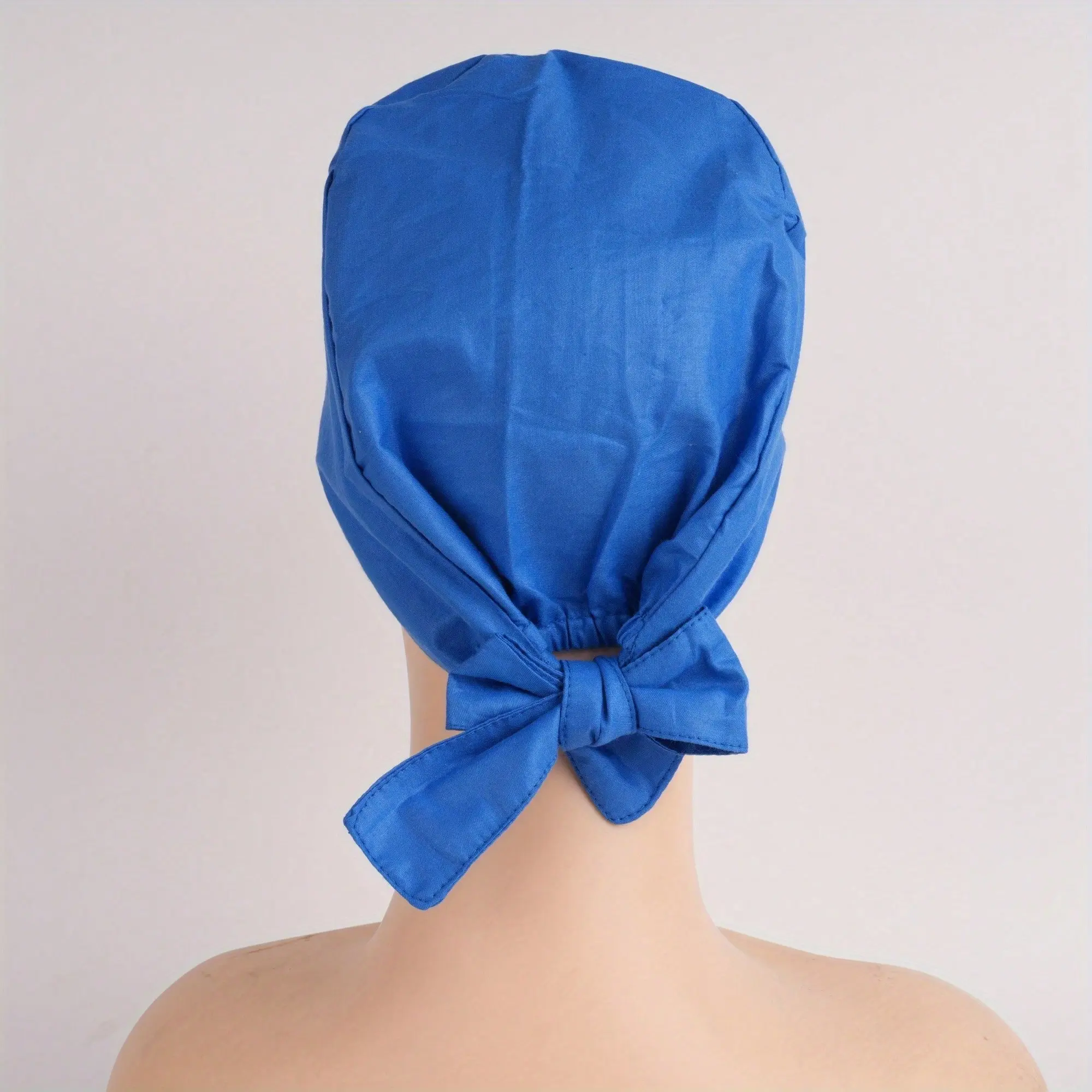 Dark Blue Cotton Hair Scrub Cap with Tie Back Strap, Solid Color , Premium Soft Cotton Fabric, Birthday Gifts