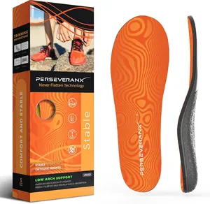 PERSEVERANX NASA Grade Planter Fasciitis Insoles for Women - High Arch Support Insert for Men - Orthotic Inserts for Relieve Flat Feet - Orange