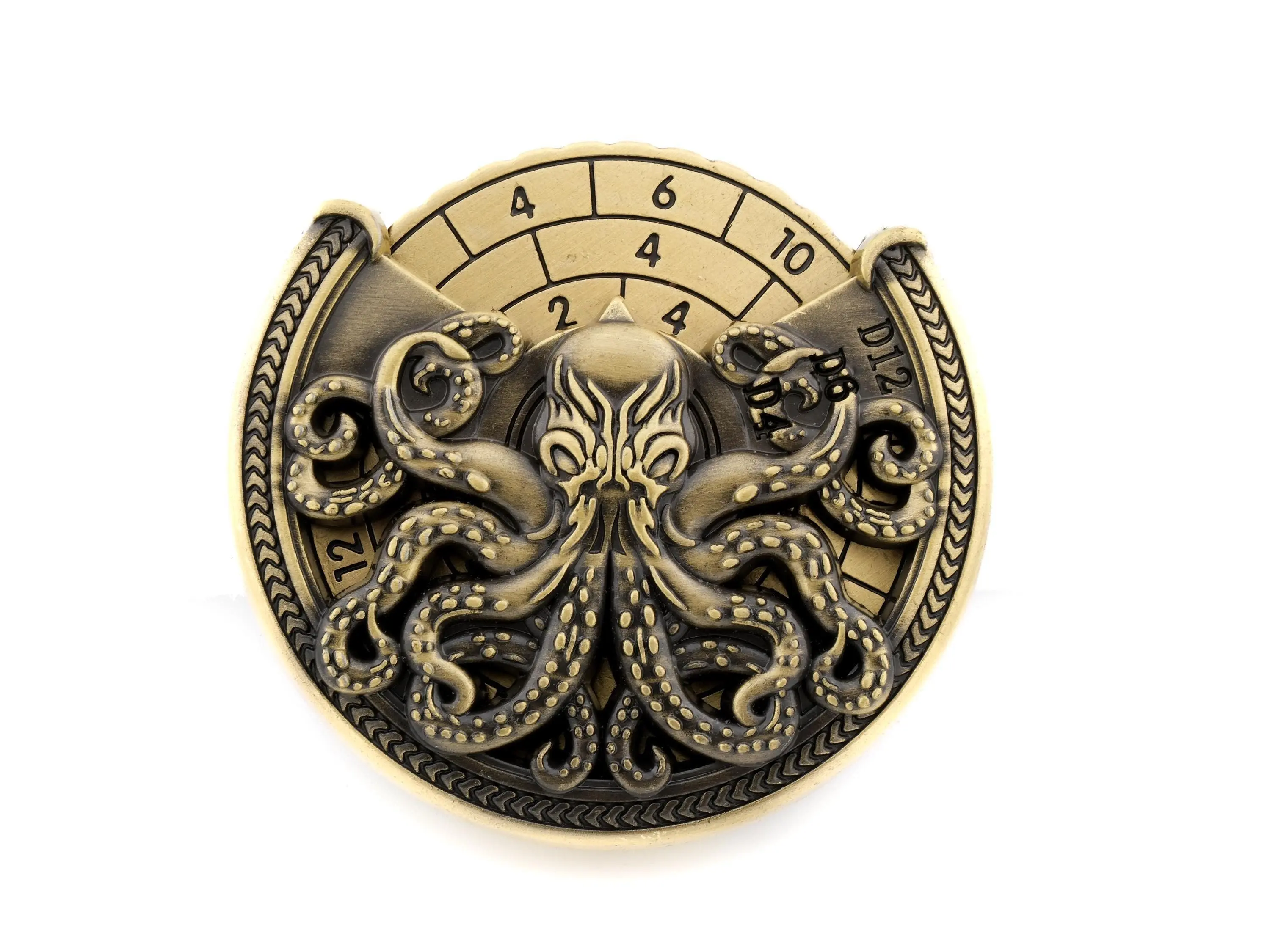 Octopus Metal Spinning Dice Set - 7-in-1 Compact Tactile Dice for Cthulhu DnD RPG Gaming, Fidget Accessory