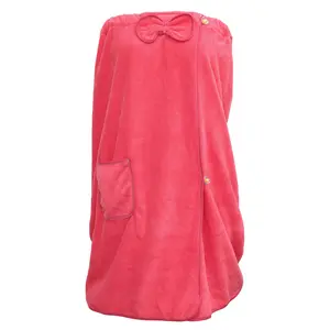 Unique Bargains Bath Wrap Towel for Women, Shower Wrap Towel Robe Adjustable Closure Bath Wrap, with Pocket
