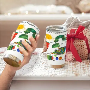 1pc 600ml The Very Hungry Caterpillar Pattern 304 stainless steel large capacity travel mug.throw blanket. comfy throw blanket. 20oz insulated water bottle. chairs ideal for fans of the book and as a playful gift