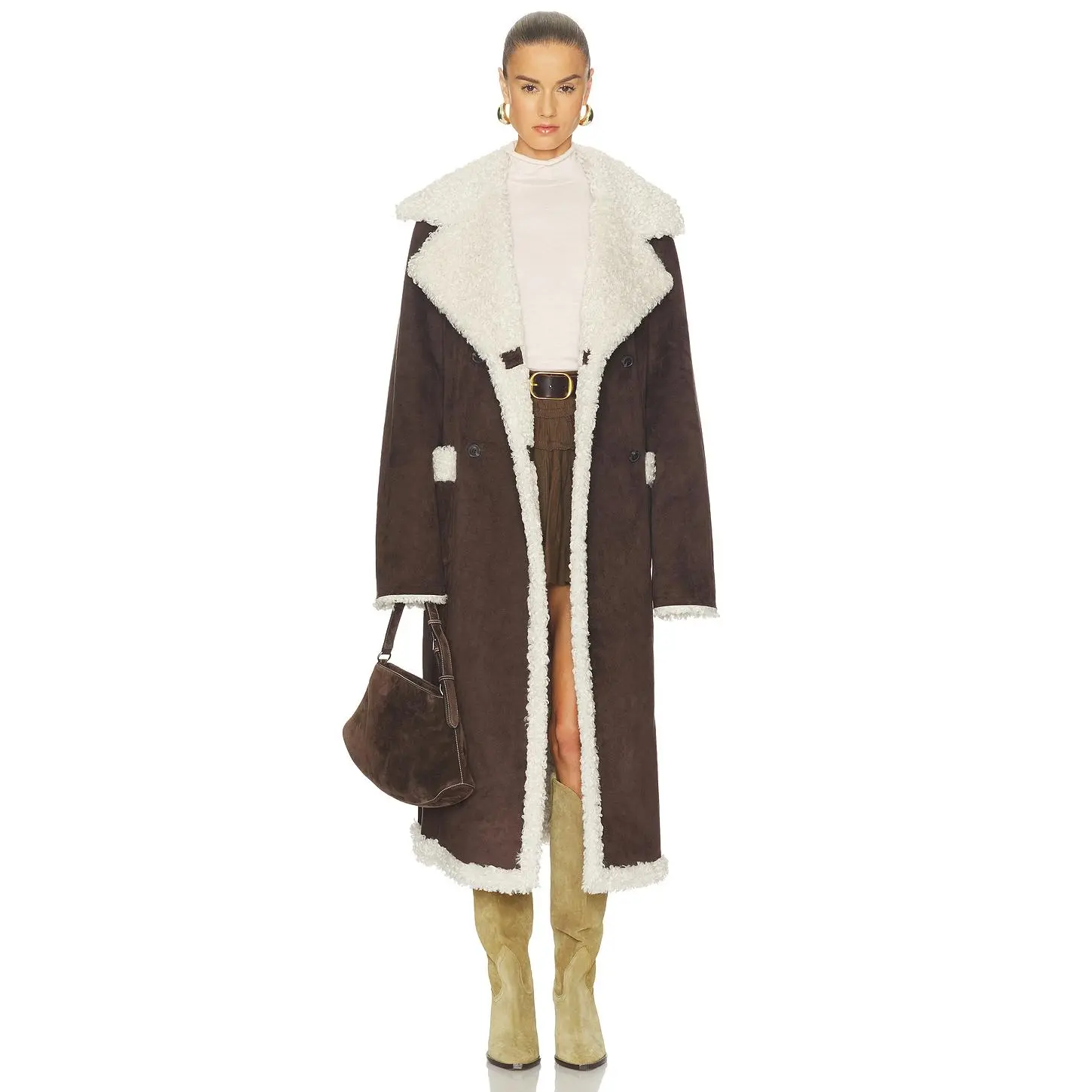 Tularosa Lydia Reversible Coat in Dark Brown & Cream