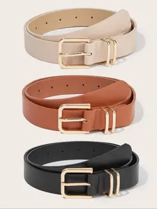 Women's Pin Buckle Belt Set, Trendy Exquisite Belt, Classic PU Leather Casual Waistband, Vintage Decorative Simple Design, All Seasons Fashion Accessory, Pu Leather Belts