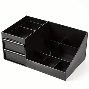 Black Men's Perfume and Skincare Organizer, Desktop Storage Organizer, Plastic Countertop Storage Box with Shelves, Display Rack for Cologne, Grooming Products, Toiletries, Home Organization Gift for Men