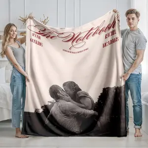 1 piece The classic kissing scene from the movie "The Notebook" themed flannel blanket - Modern design flannel blanket, suitable for sofas and beds, all-season use, super soft and warm, digital printing, 100% polyester material, machine washable
