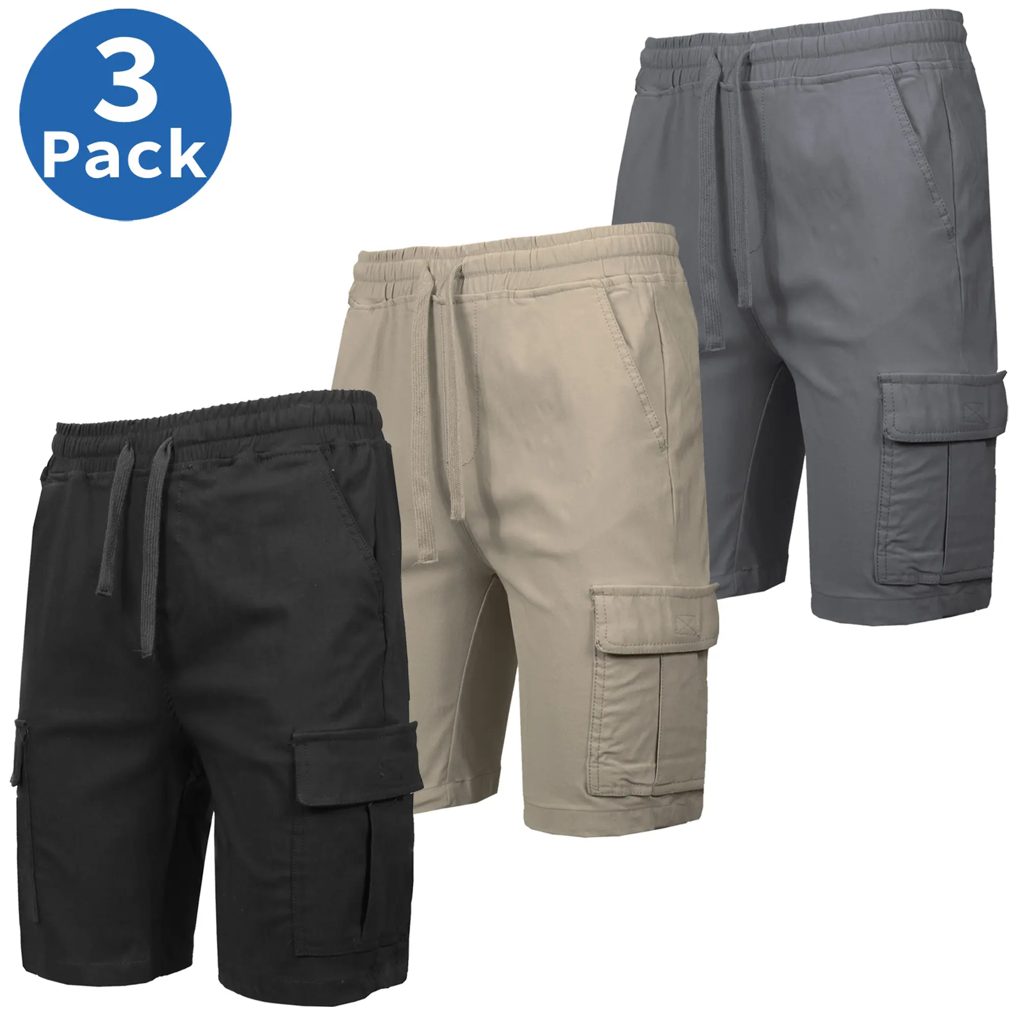 (3 Pack) Black-Khaki-Grey