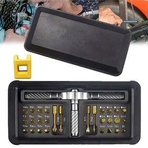 Magnetic Screwdriver Set, DIY Ratchet Screwdriver Set, Rotatable Detachable Ratchet Handle, Portable Compact Repair Tool Kit with 30 PCS Magnetic Bits, for Furniture, Electronics, Bike.