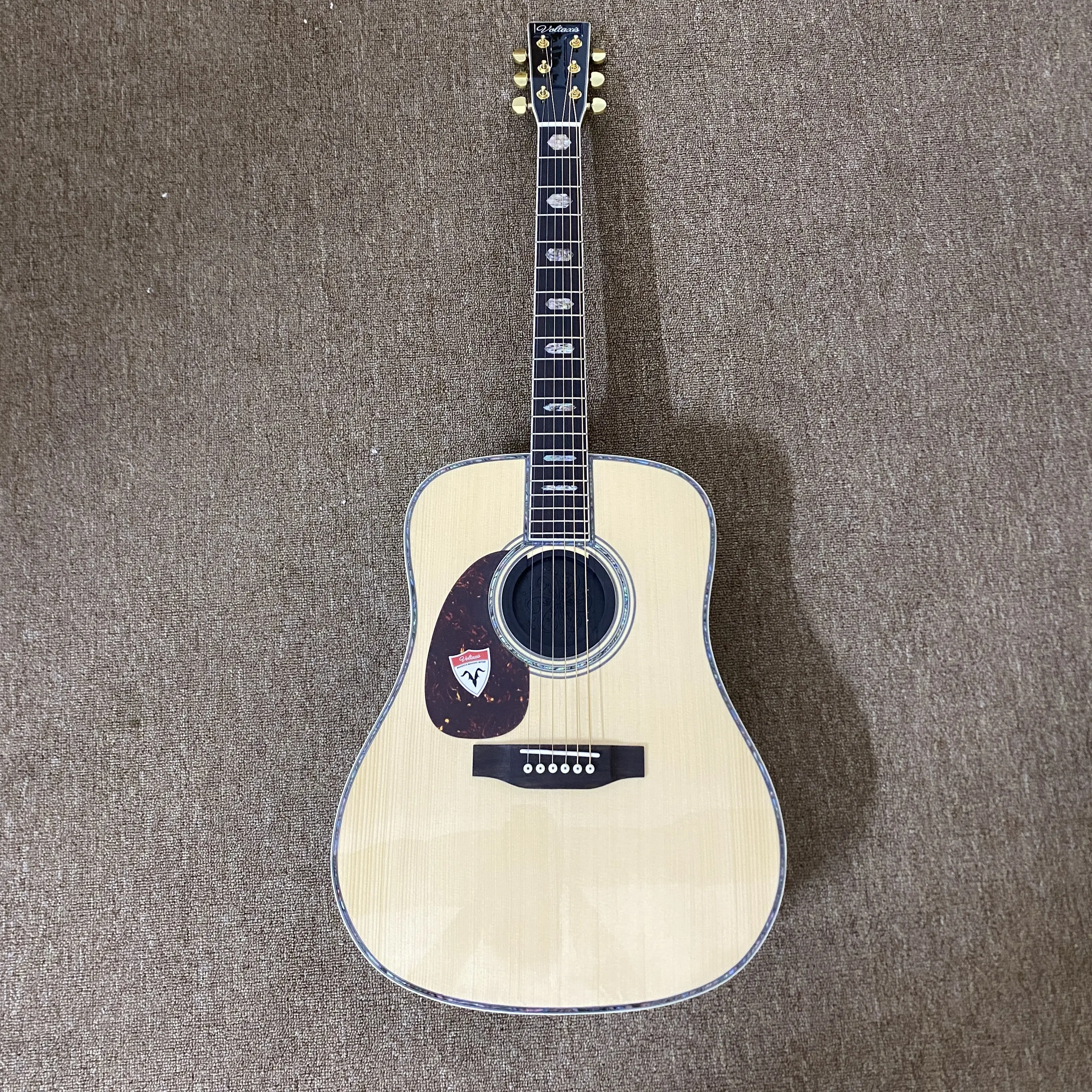 Left-Handed D45 6-String Acoustic Guitar - Solid Spruce Top, Rosewood Back & Sides, Basswood Construction, Balanced and Resonant Sound, Comfortable Playing Experience for Beginners, 6 Strings