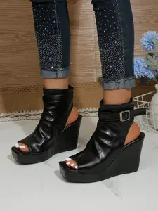 Women's New Chunky Heel Sandals, Waterproof Platform Fish Mouth High Heels, Roman Style Shoes, Comfortable & Stylish Footwear