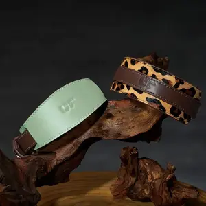 Luxury Elegant Genuine Leather Dog Collar with Rivet Decoration Adjustable Soft Durable Premium Metal Buckle for Dogs