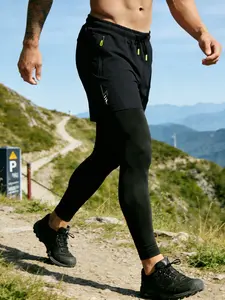 Men's Two-In-One Training Compression Pants, High Elasticity Gym Long Leggings, Summer Sports Multifunctional Tight Fit, Perfect Gift