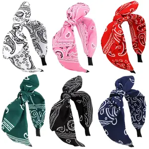 Bandana Headband Wide Knotted Bow Headband for Women 6Pcs