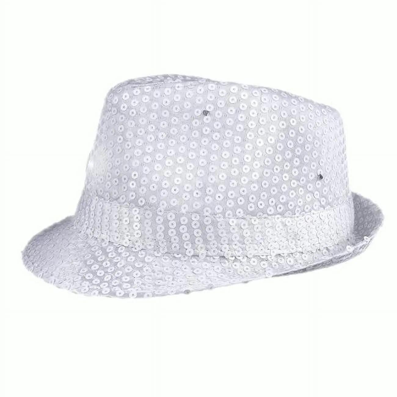 Blinkee 3995447 Light Up LED Flashing Fedora Hat with Sequins, White