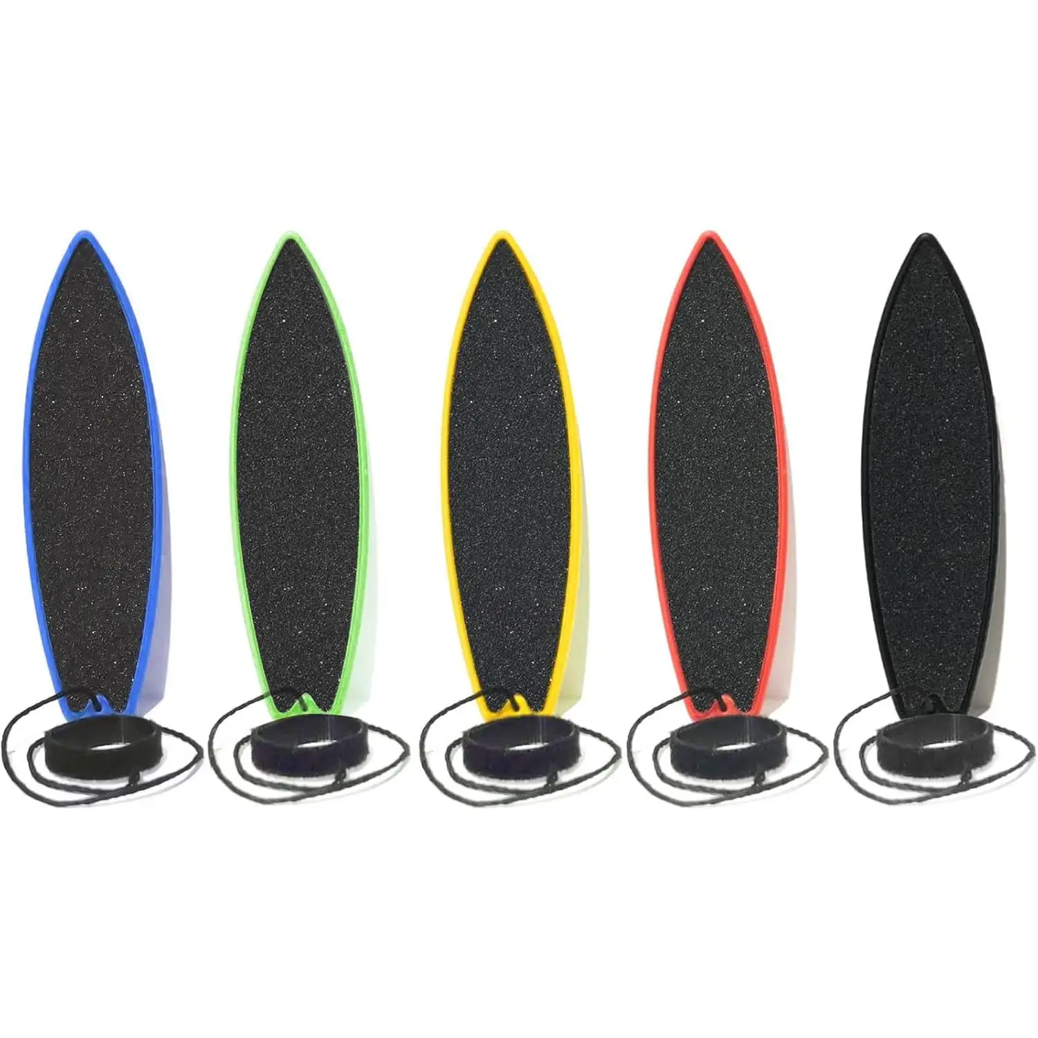 4-Pack Plastic Mini Size Finger Surfboard Set - 1.4x4.5" Pro Air Fingerboard with Grip Strap & Lead Rope, Fun Keepsake Toy Gifts for Teens, Ideal for Car Rides & Birthday Stocking Stuffers to Build Skills