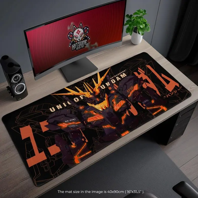 Gundam Unicorn Mouse Pad, Mecha Anime Desk Mat, Gundam Gaming Pad, Unicorn Gundam Fan Gift, Mecha Decor