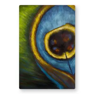 Begin Home Decor C1MP1218XT4DXU 12 x 18 in. Peacock Feather Closeup - Metal Print Wall Art - Bird Home Decor