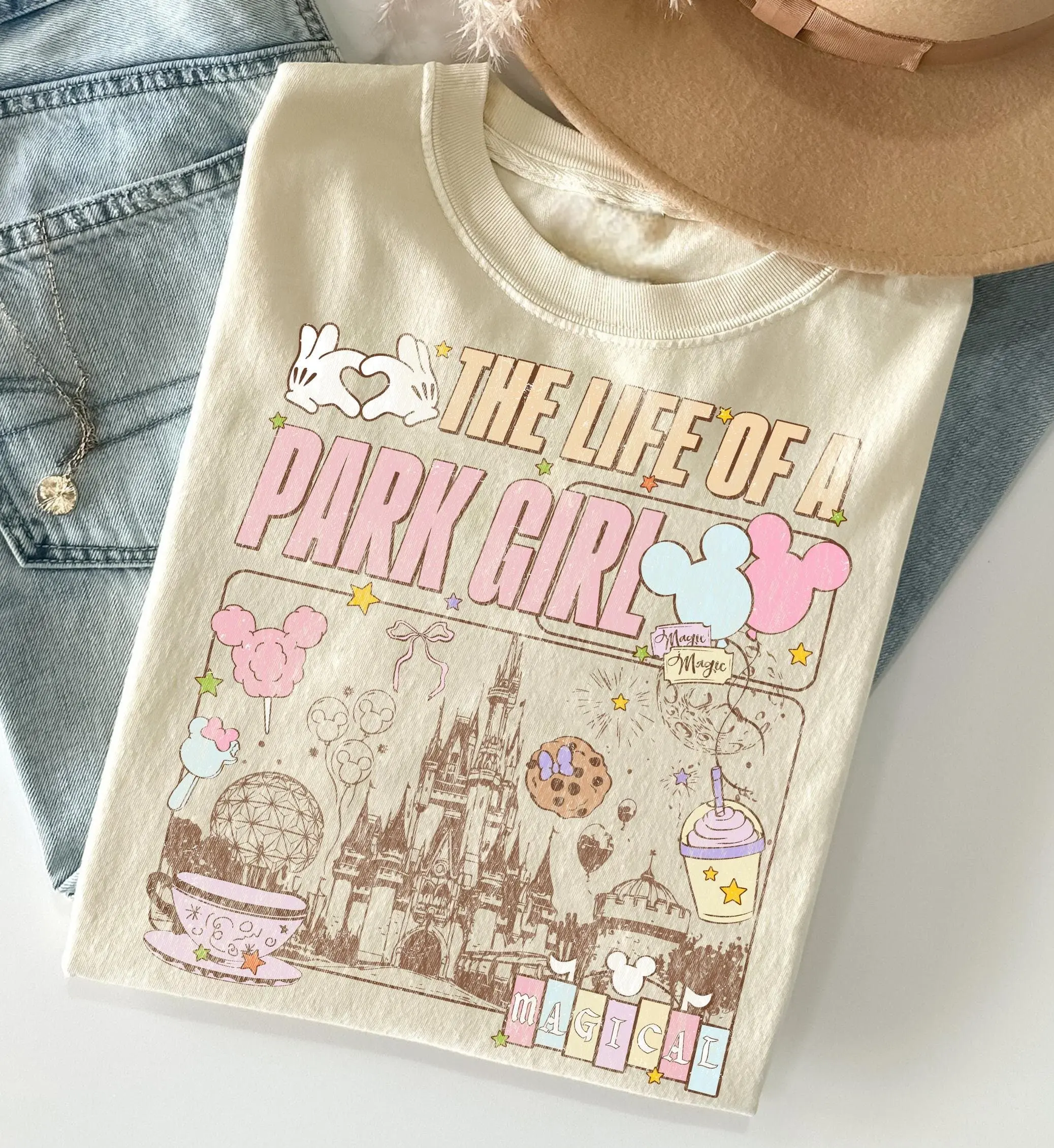 Vintage The Life Of A Park Girl WDW Castle Shirt, Retro Pastel Best Day Ever Tee, Magic Kingdom Happiest Place, Disneylan Girl Trip T-shirt