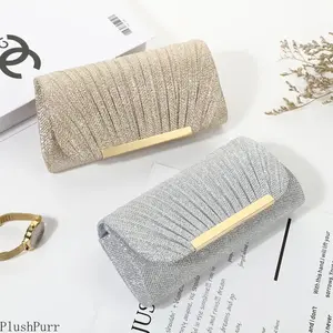 Sparkly Sequin Evening Bag for Women, Pleated Chain Shoulder Clutch, Glam Party Handbag, Lightweight Elegant Statement Purse for Wedding Guest, Prom, Cocktail & Date Night outdoorfun