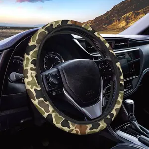 【New products】Camouflage Car Steering Wheel Cover for Women & Men, Fit 15in Car Accessory Cute Cozy Interior Decor for Cars, Trucks & SUVs, Easy To Install, Durable Material, Perfect Gift for Drivers, Tribal pattern