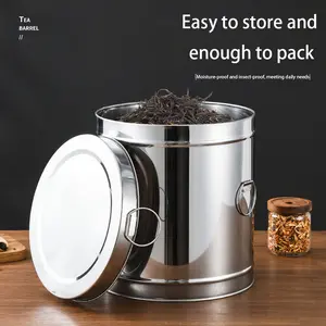 Durable Stainless Steel Storage Bucket, Ideal for Pet Food, Kitchen, Garage, Office Use, Elegant Metal Look, Modern Design