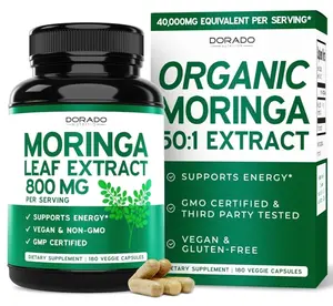 Organic Moringa Capsules (180 Count) Pure Organic Moringa Leaf Powder Supplement - Energy, Skin, Gut Health Support - Vegan Safe, Third Party Tested & Non GMO - USA Made - 180 Capsules
